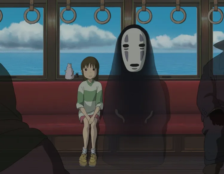 Chihiro and the faceless man on the train