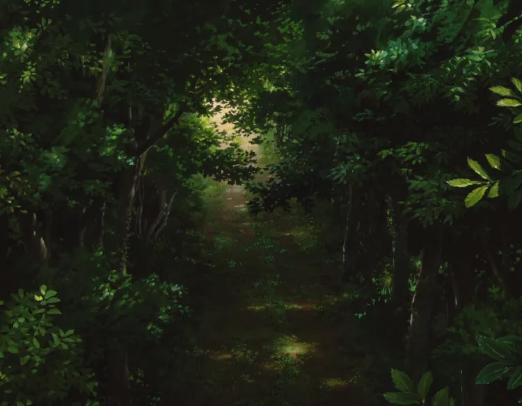 A passage through a forest in Spirited Away