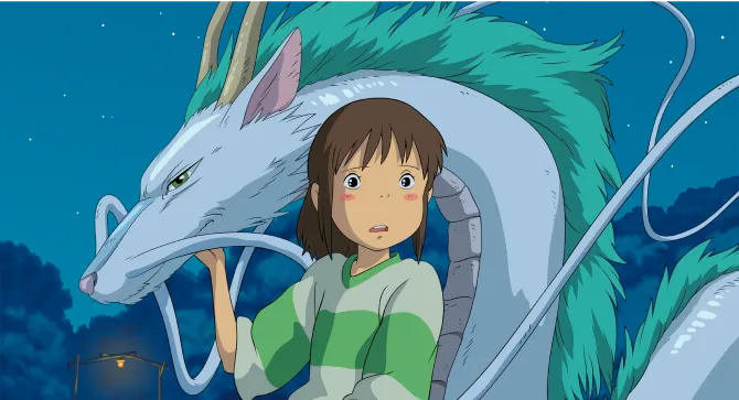 Image of Haku in dragon and Chihiro